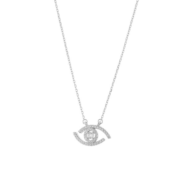 Necklaces Gifting Symbols silver with an eye of white zircons
