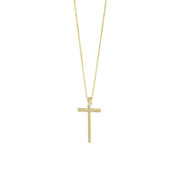 Necklaces Gifting Symbols silver plated with white zircon cross