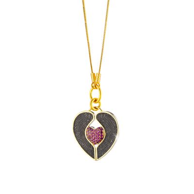 Natrix Valentine's metal gold-plated heart and zircon necklace