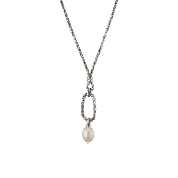 Success silver necklace with 0.25 cm chain and pearl