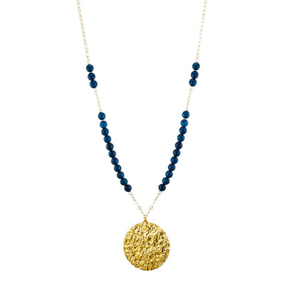 Earth silver gold plated necklace with round element and blue stones