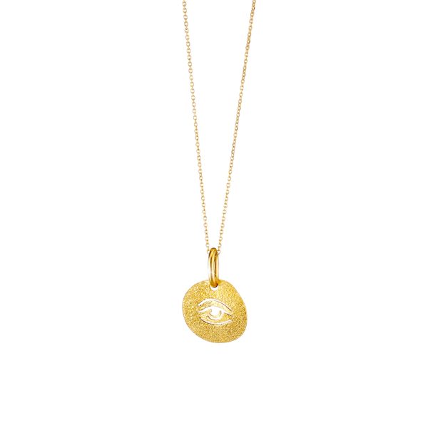 Symbols necklace silver gold plated with a perforated element with an eye
