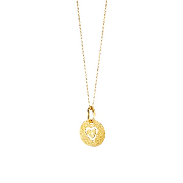 Symbols silver gold plated necklace with a perforated heart element