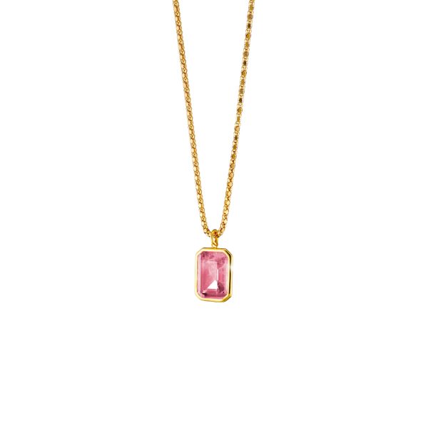 Sirene necklace silver gold plated chain with pink crystal