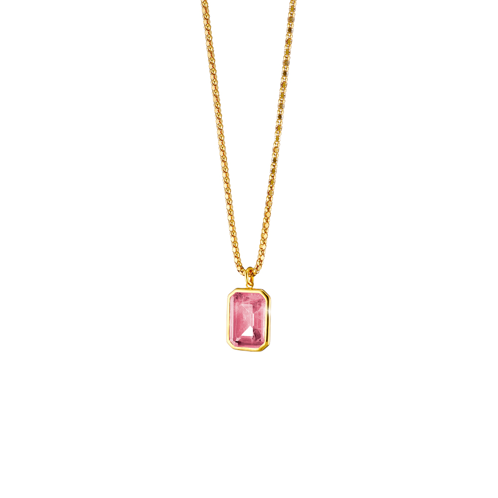 Sirene necklace silver gold plated chain with pink crystal