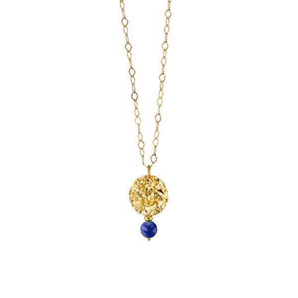 Earth silver gold plated necklace with round element and blue stone