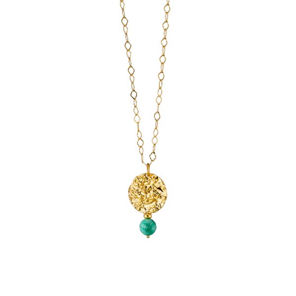 Earth silver gold plated necklace with round element and turquoise stone