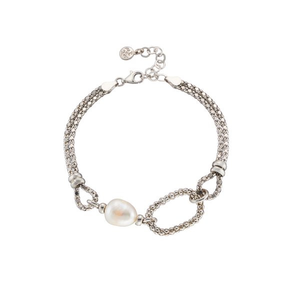 Success silver bracelet with 0.25 cm chain and pearl