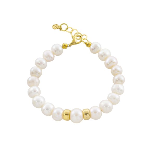 Success bracelet silver plated with white pearls