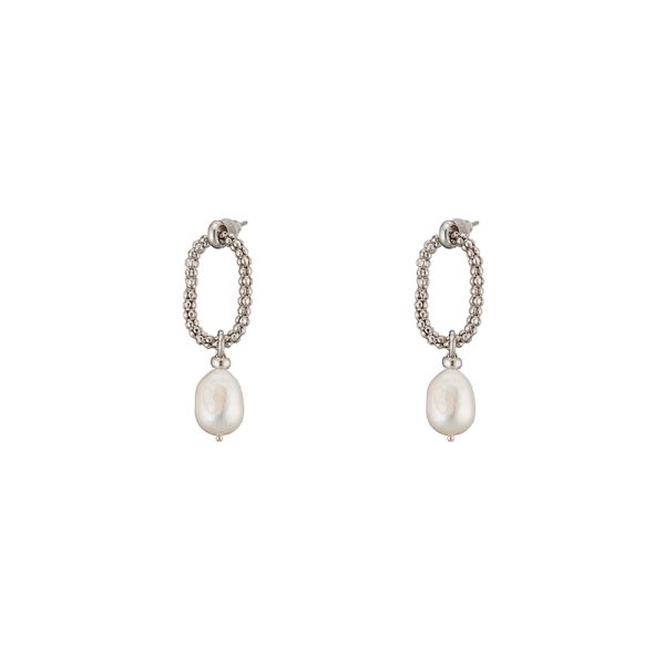 Success silver earrings with 0.25 cm chain and pearl