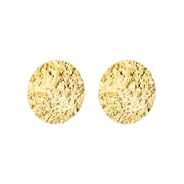 Earth silver gold plated earrings with round element 4 cm