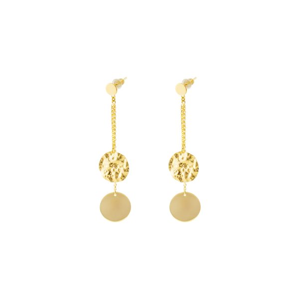 Earth silver gold plated earrings with round elements and chains