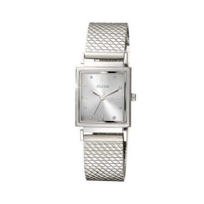 Influence watch with steel mesh band and silver dial