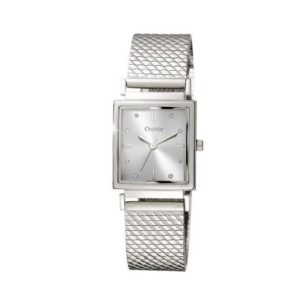 Influence watch with steel mesh band and silver dial