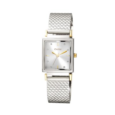Influence watch with steel mesh band and silver dial with gold-plated elements