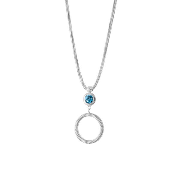 Extravaganza steel necklace with aqua crystal and link