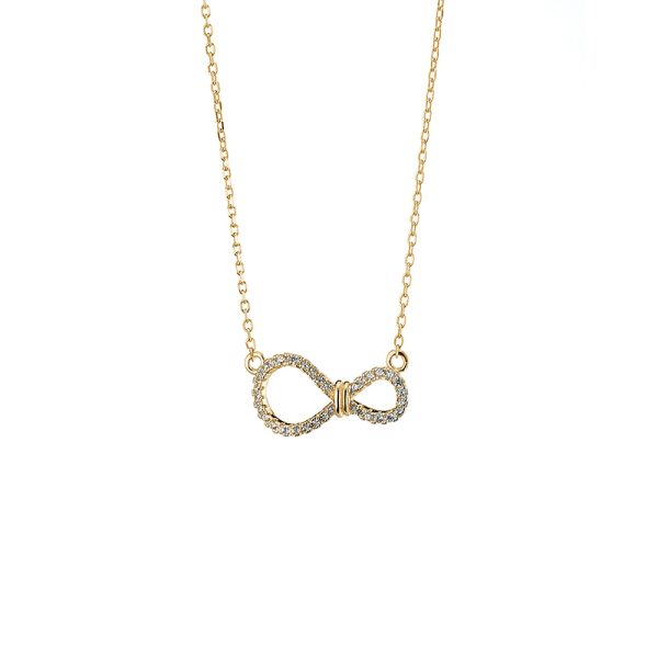 Necklaces Gifting Symbols silver plated infinity element with white zircons