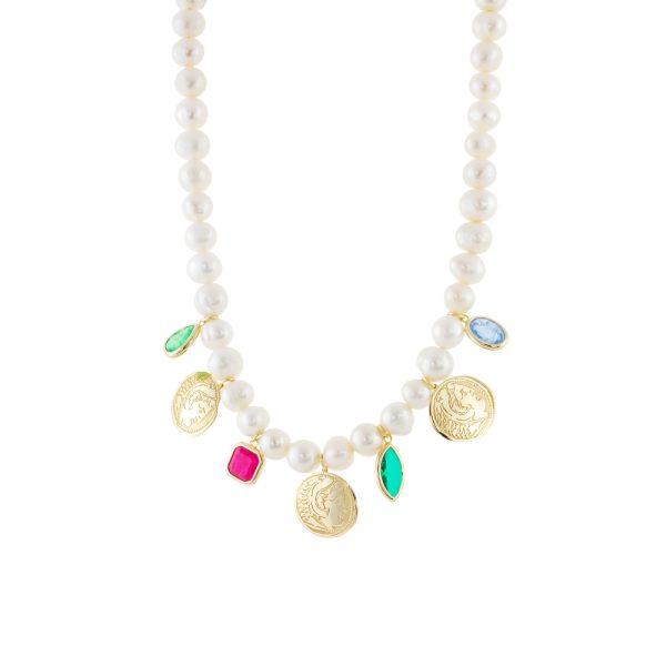 Rock Candy silver gold plated necklace with pearls, elements and crystals