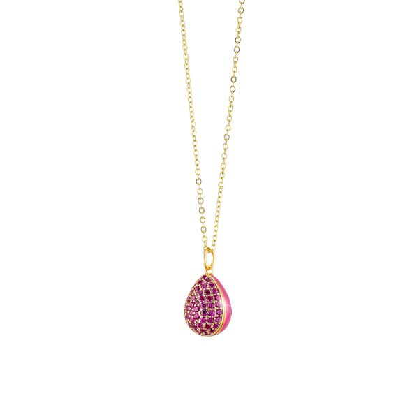Dreams gold-plated metal necklace with fuchsia enamel and ruby ​​zircon