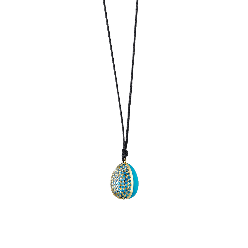 Dreams necklace gold-plated metal with cord, turquoise enamel and turquoise zircon