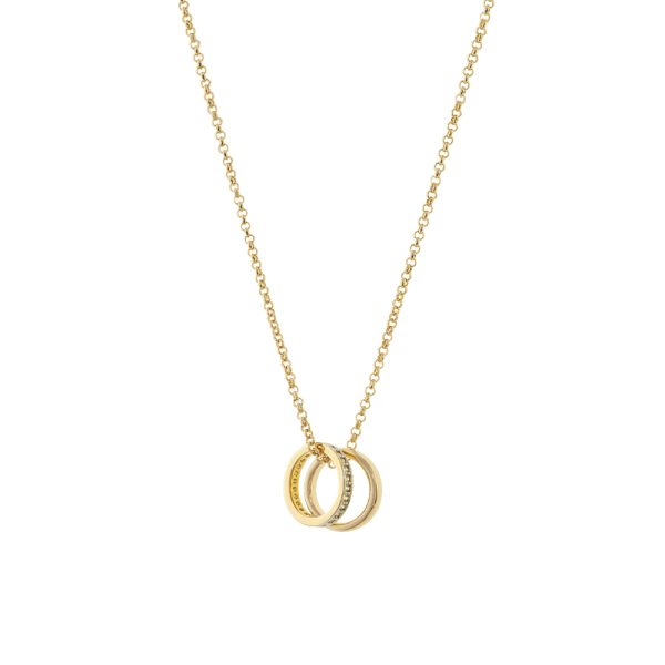 Atelier silver gold-plated metal necklace with rings and white zircons