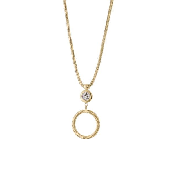 Extravaganza necklace in gold-plated steel with white crystal and link