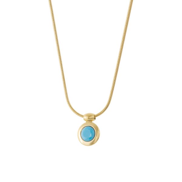 Extravaganza necklace in gold-plated steel with turquoise stone
