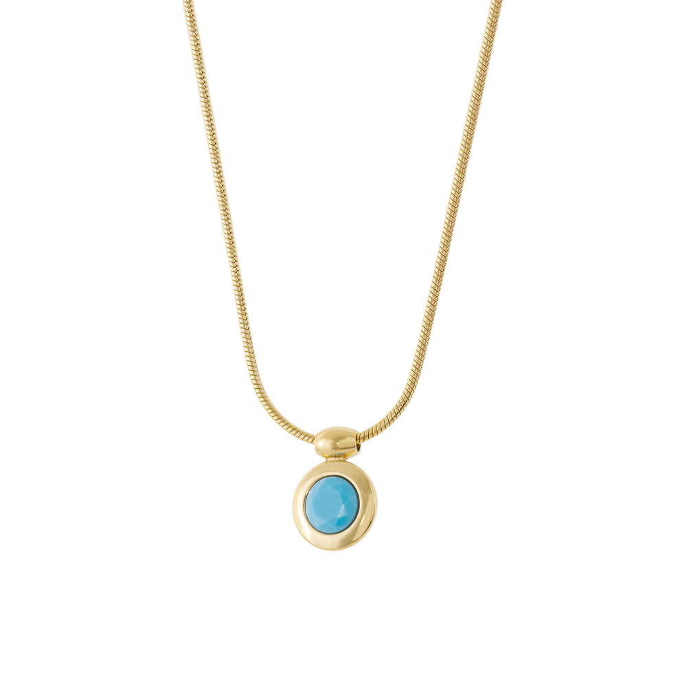 Extravaganza necklace in gold-plated steel with turquoise stone