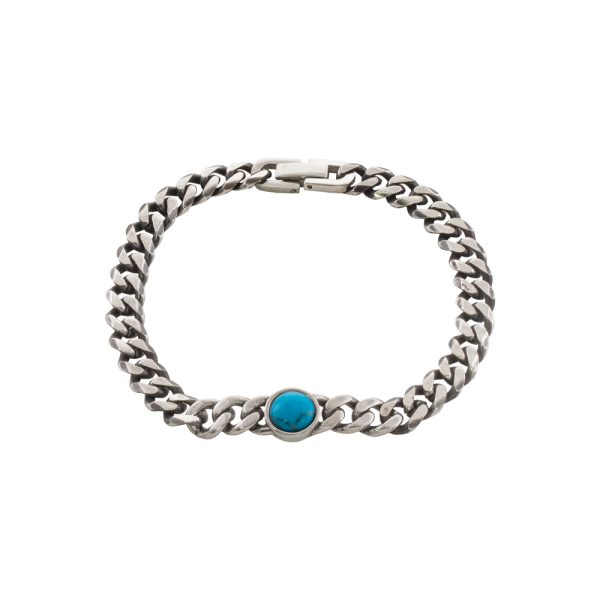 Men's steel bracelet with turquoise stone