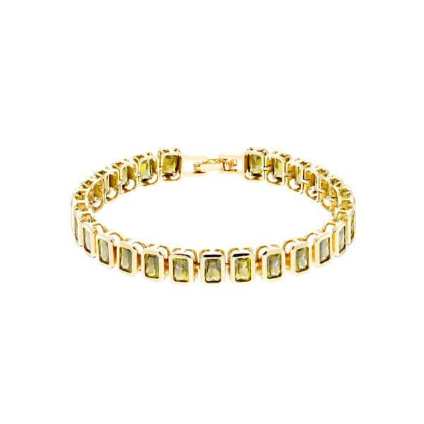 Urban gold-plated riviera bracelet with green zircons