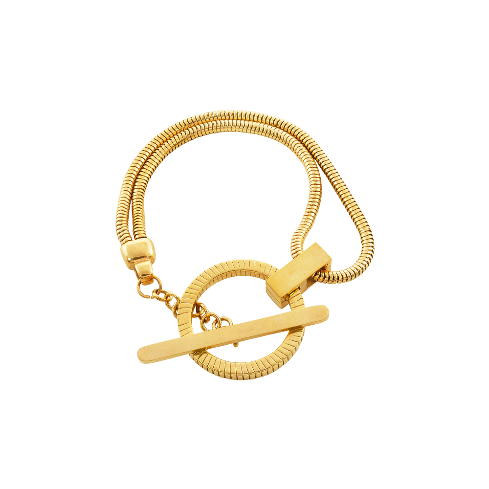 Extravaganza steel gold-plated double link bracelet