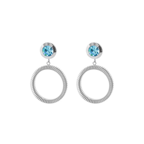 Extravaganza steel earrings with aqua crystal and hoop