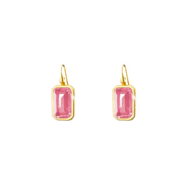 Sirene earrings silver gold plated with pink crystal