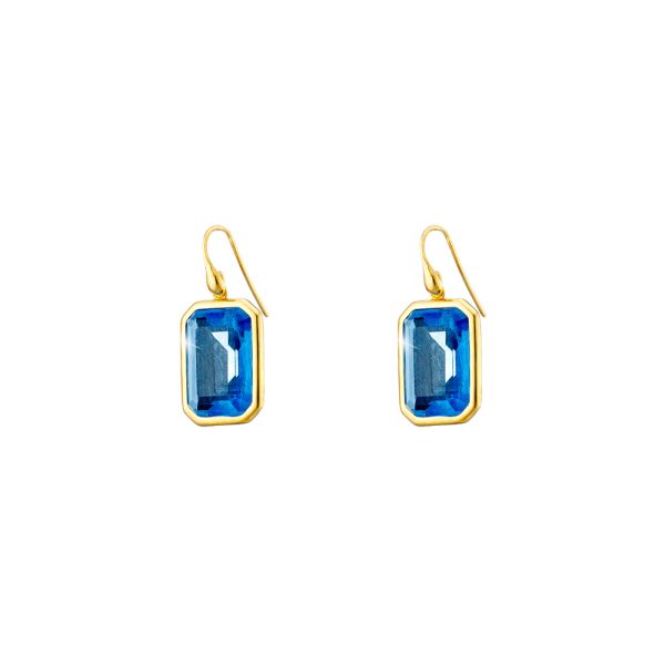 Sirene silver gold plated earrings with blue crystal