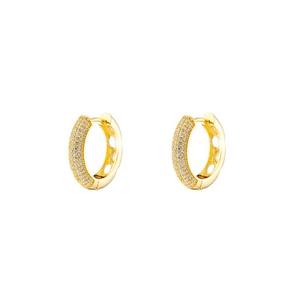 Atelier metal gold-plated hoop earrings with white zircons