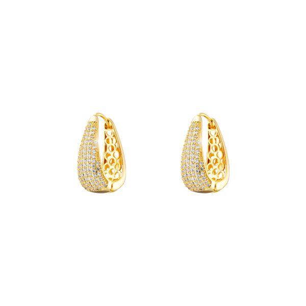 Atelier earrings in metal gold-plated teardrop hoops with zircons