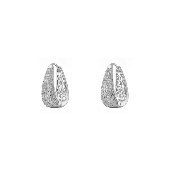 Atelier earrings metallic silver teardrop hoops with zircons