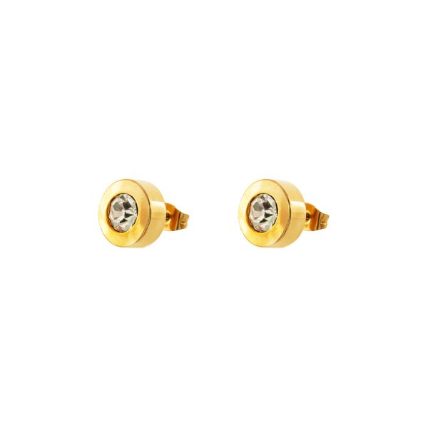 Extravaganza steel gold plated earrings with white crystal