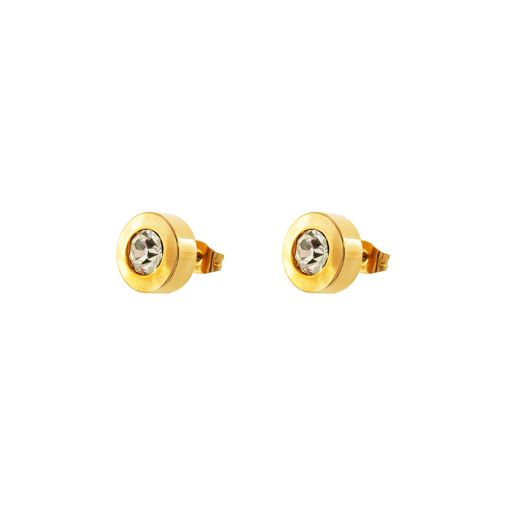 Extravaganza steel gold plated earrings with white crystal