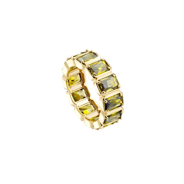 Urban metal gold-plated ring with green zircons