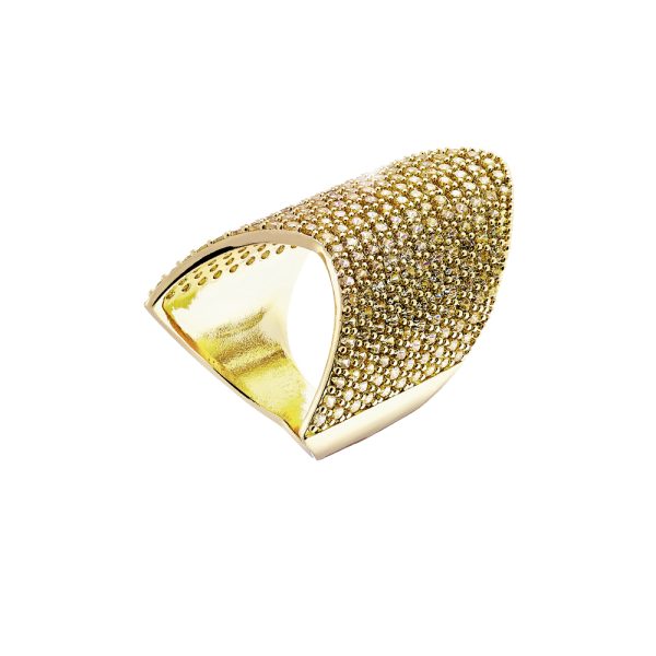 Atelier metal gold-plated asymmetric ring with white zircons