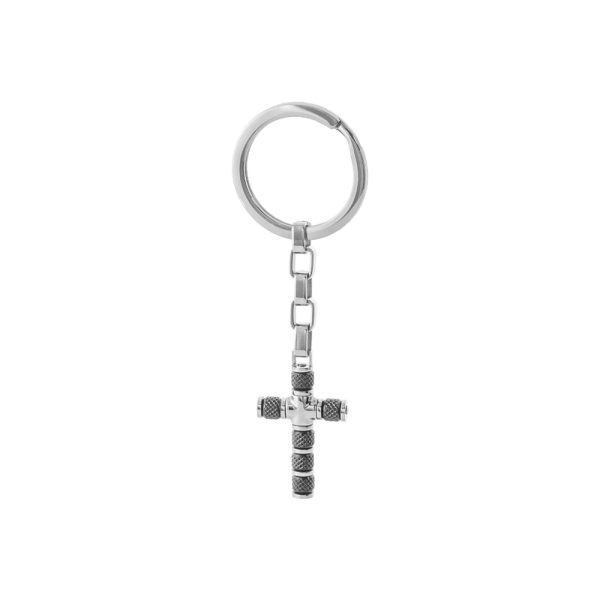 Men's steel keyring with cross