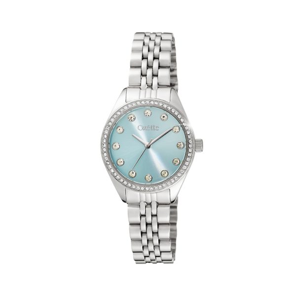 Amalfi watch with steel bracelet and blue dial with crystals