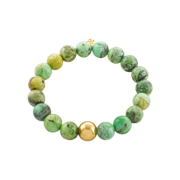 Holiday bracelet silver plated with green stones and ball