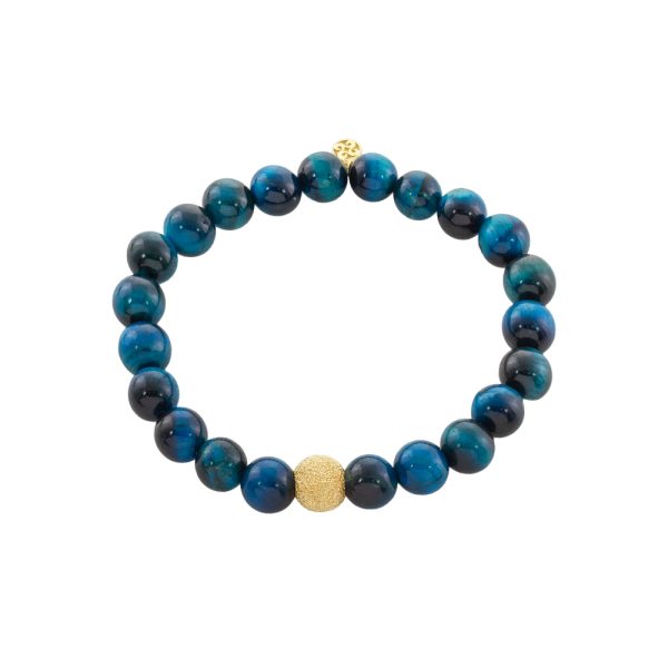 Holiday silver gold plated bracelet with blue stones and element 0.8 cm