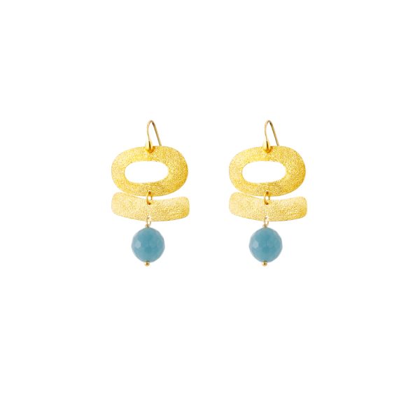 Golden Dust silver plated earrings with elements and aqua stone 1.2 cm