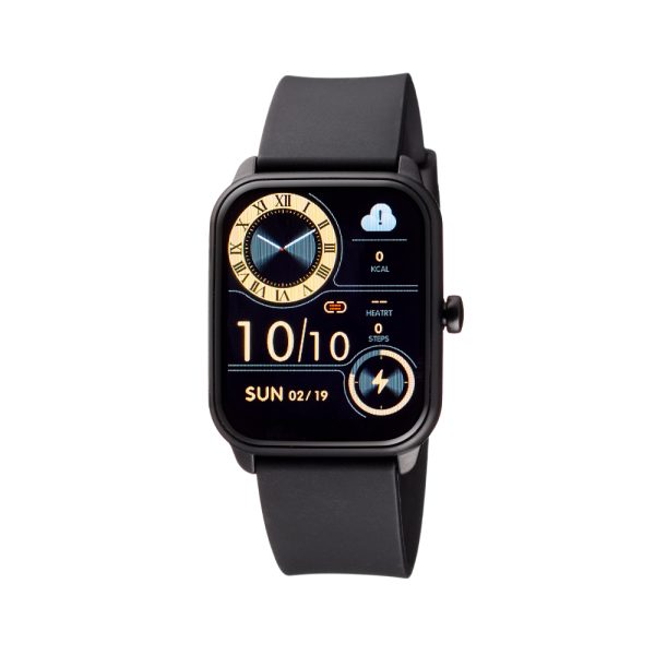 Smartwatch μαύρο με μαύρο λουράκι σιλικόνης