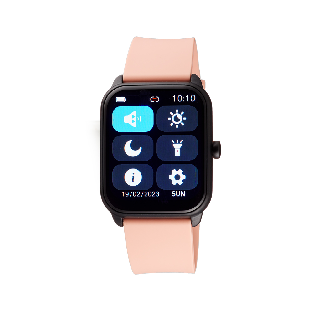 Smartwatch black with pink silicone strap - Oxette