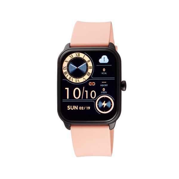 Smartwatch μαύρο με ροζ λουράκι σιλικόνης