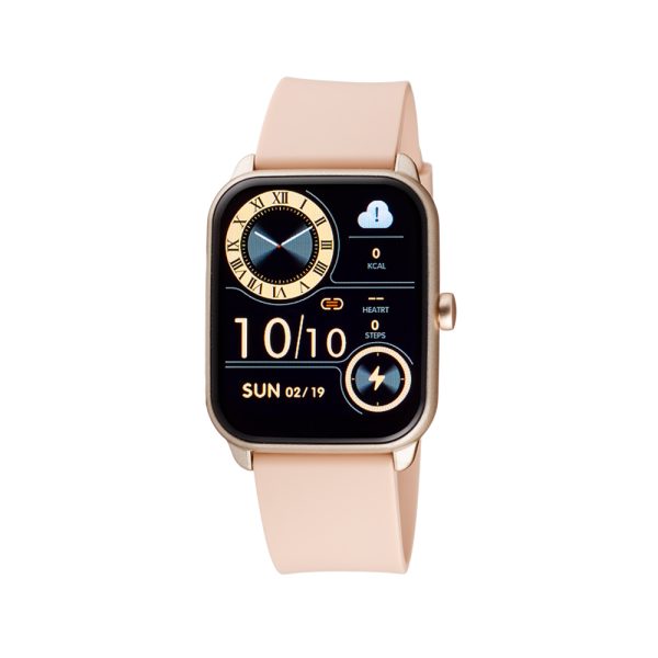 Smartwatch χρυσό με nude λουράκι σιλικόνης